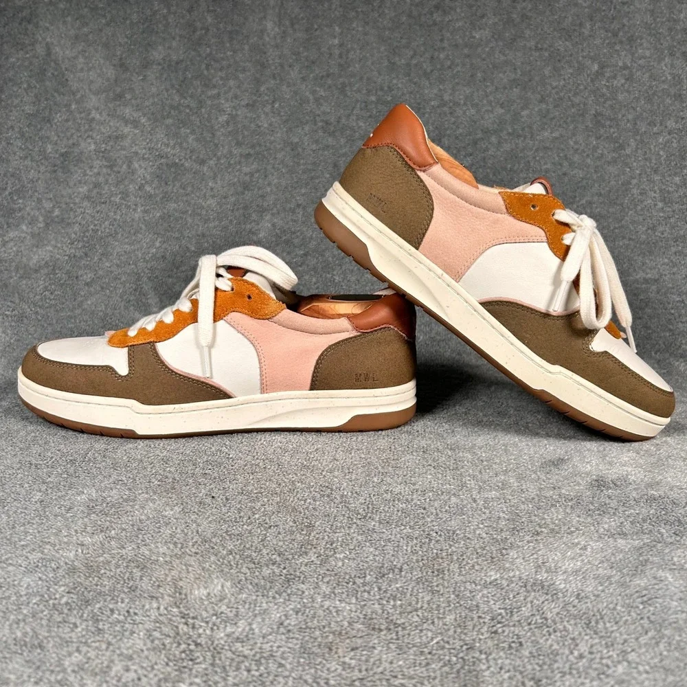 Madewell MWL Court Sneakers Colorblock Leather Suede Pink Brown Women 9.5M Men 8